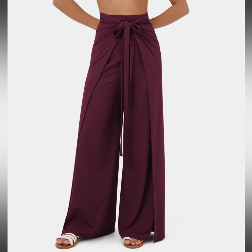 HALARA 2-in-1 Palazzo Pants or Jumpsuit High Waisted Wide Leg Flowy Sz L